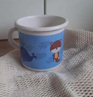 Preview: kinderbecher-blau-emaille-tiermotive