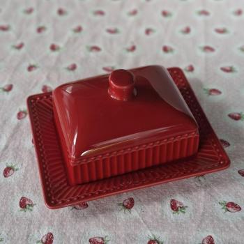 Preview: greengate-alice-geschirr-butterdose-keramik-weinrot