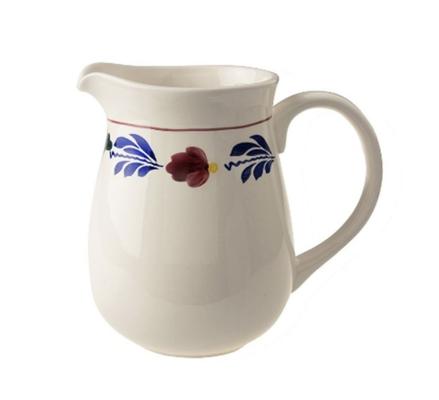 krug-karaffe-keramik-creme-blumen-2,5 Liter