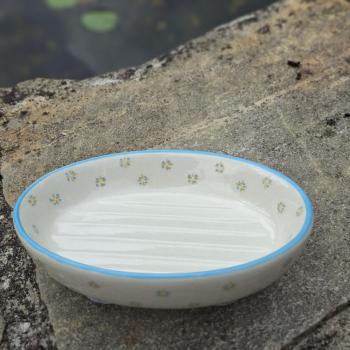 Preview: seifenschale-oval-blumenmuster-retro