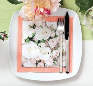 Preview: papierservietten-weisse-rosen-lunchservietten-33x33