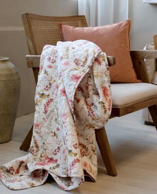 Preview: vintage-decke-weiss-buntes-blumenmuster-wildblumen