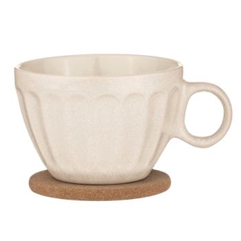 Große einfarbige Tasse in Creme-Weiss für Tee oder Kaffee