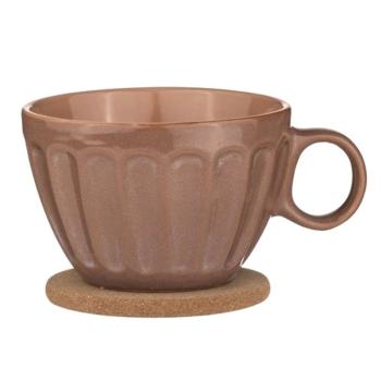 Große einfarbige Tasse in Terracotta-Rosa für Tee oder Kaffee