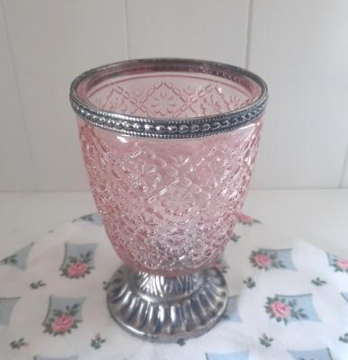 Preview: windlicht-teelichthalter-rosa-glas-nostalgisch
