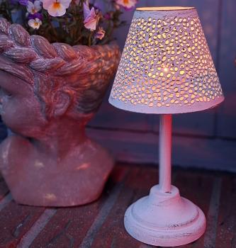 Preview: teelicht-lampe-shabby-chic-metall-deko-weiss