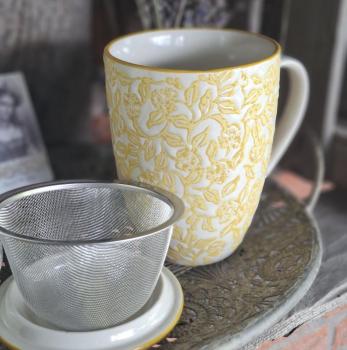 Preview: keramik-teetasse-mit-deckel-und-sieb-gelb