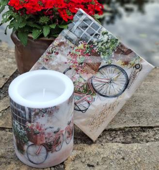 Preview: lunchservietten-33x33-mit-fahrrad-motiv-blumenkorb-romantisch