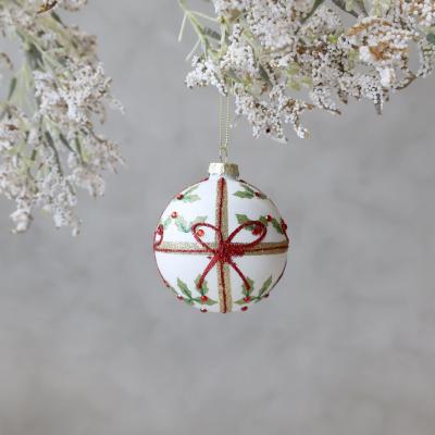 Preview: chic-antique-weihnachtskugel mit schleife und glitzer