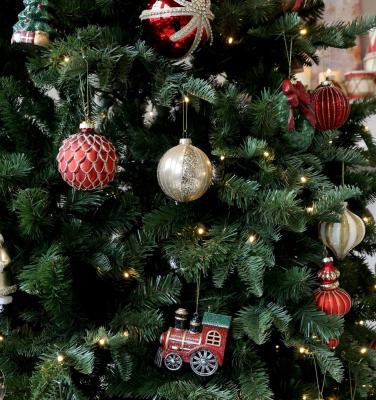 Preview: chic-antique-weihnachtskugel rot und gold glitzer