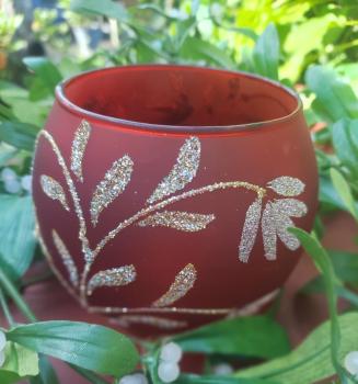 Preview: leuchtglas-rot-mit-glitzer-blumen