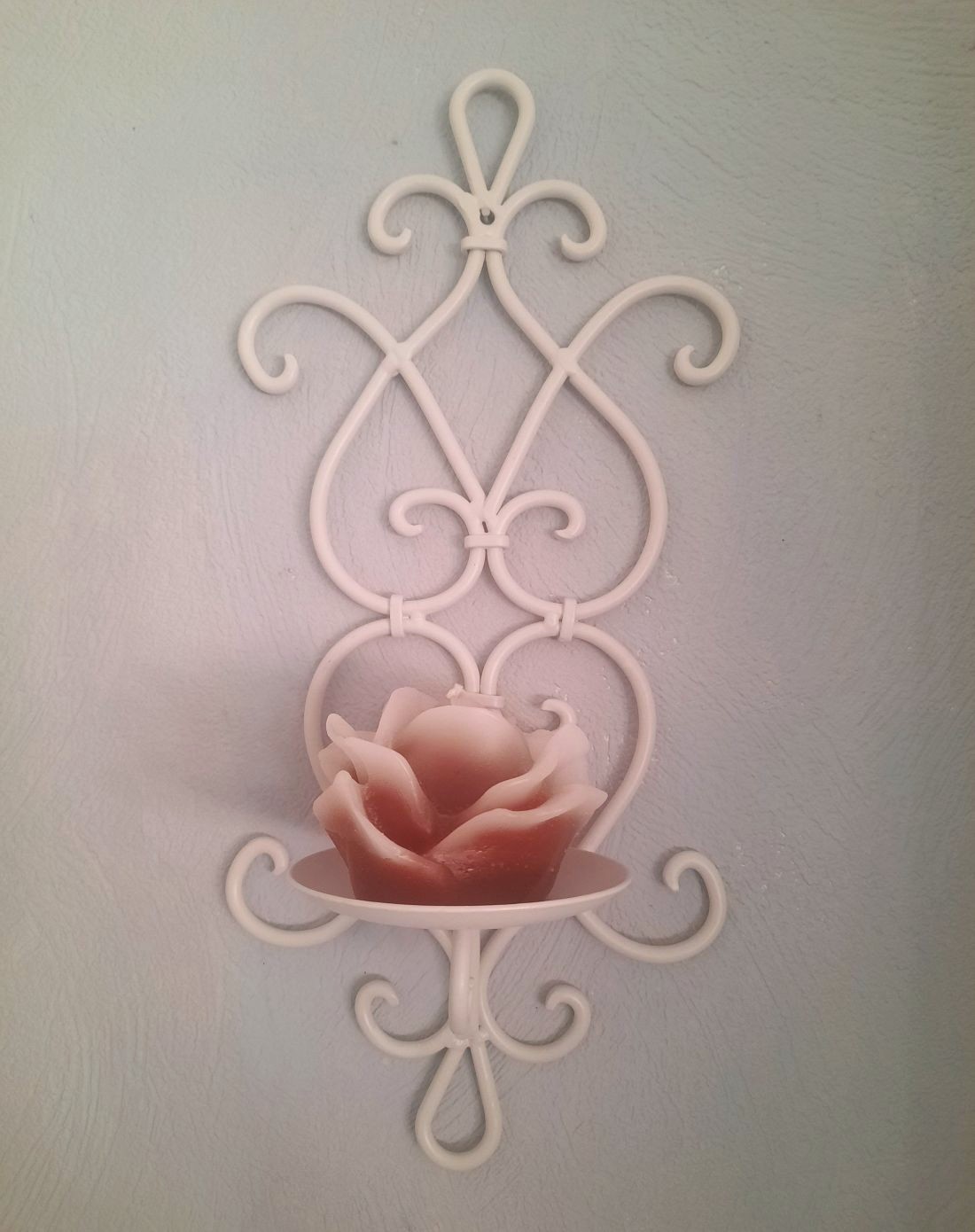 Wandkerzenhalter Eisen weiß Vintage Landhausstil Wand-Deko