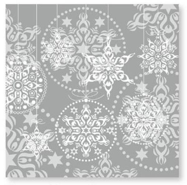 weihnachts-servietten-silber mit weißen motiven 33x33cm