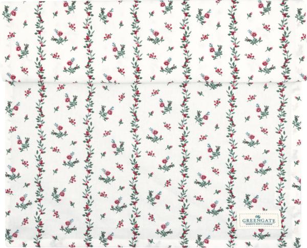 GreenGate Tischläufer Gracy white mit Ranken, Blumen und Beeren