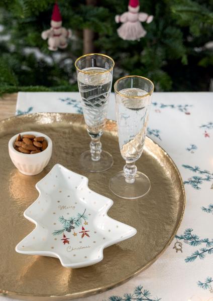 GreenGate Tischläufer Juana white mit Weihnachtsmotiv