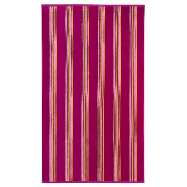 samt-frottee-strandtuch-fuchsia-mit-streifen-70x140