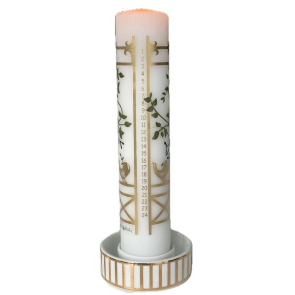 dänische kalenderkerze-weiss-gold m. zahlen