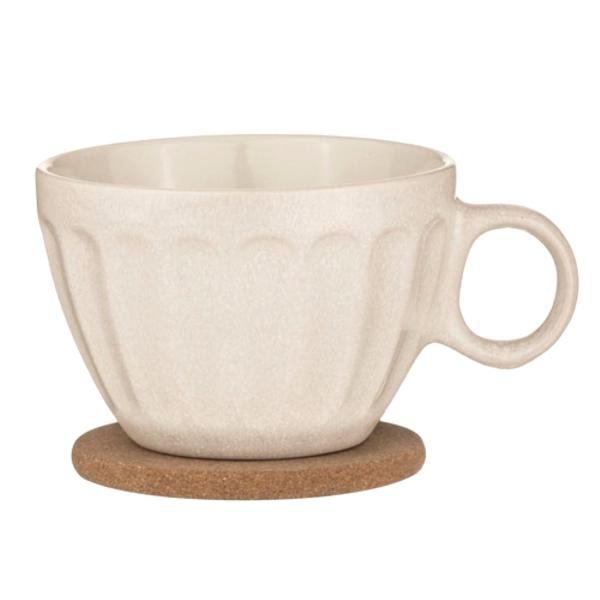 Große einfarbige Tasse in Creme-Weiss für Tee oder Kaffee