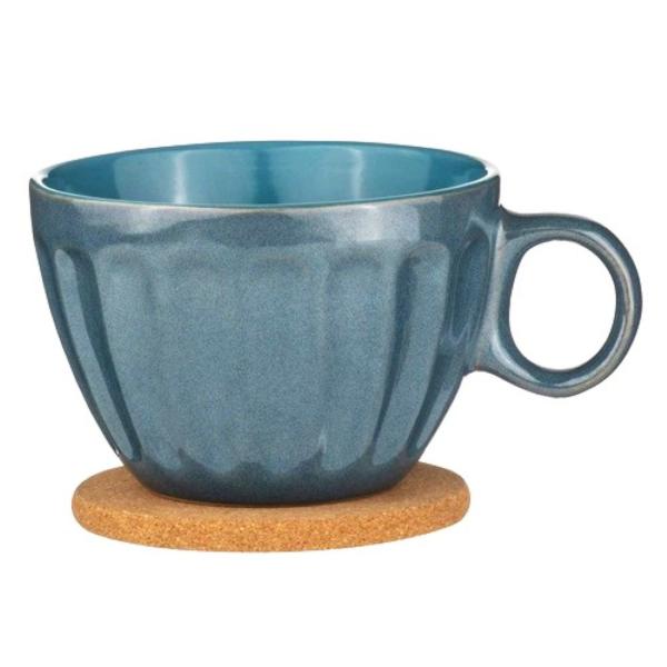 Große einfarbige Tasse in Petrol-Blau für Tee oder Kaffee