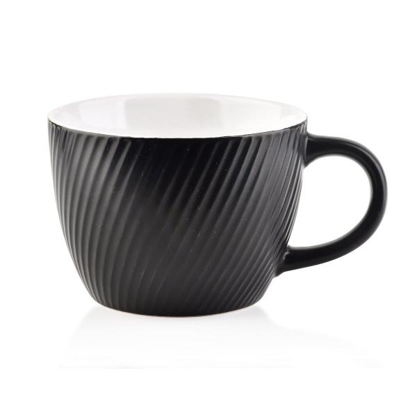 Große einfarbige Tasse in elegantem Schwarz für Tee oder Kaffee