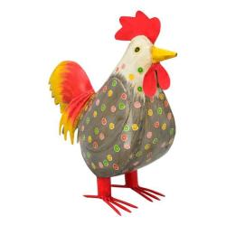 huhn-deko-landhausstil-metall-grau-bunt-gemustert