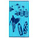 Strandtuch BEACH blau Samt-Frottee 90x170 cm
