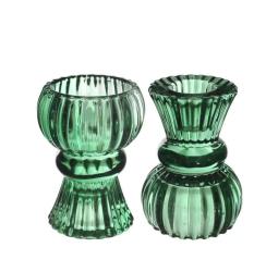 Kerzenständer DUO grün aus Glas