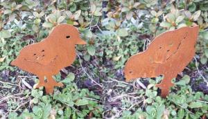 Küken-Set aus Edelrost mit Spieß