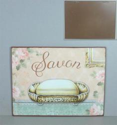 shabby wandbild - metallschild mit seifenschale