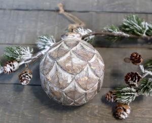 Zapfen aus Holz hängend rund D10 cm