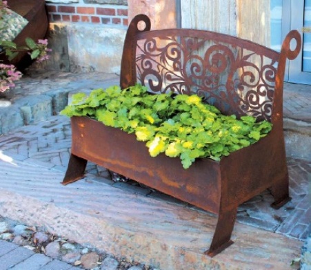 Edelrost Bank Fur Blumen U Pflanzen Landhausstil Gartendeko